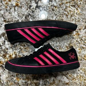 Vision Street Wear DP Canvas Lo Skull Black Pink Rare Y2K Skate Shoes Mens 10